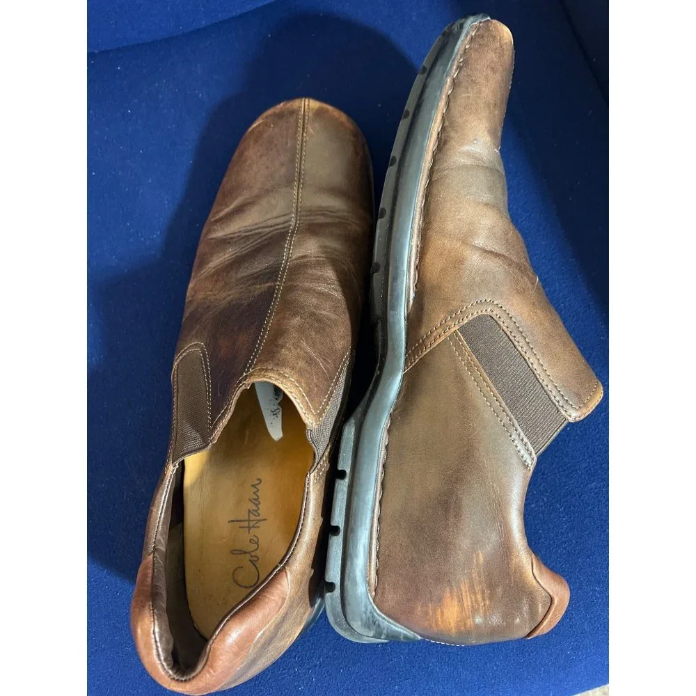 Cole Haan Men's Loafers Brown Leather Slip-On Shoes in Size 14M